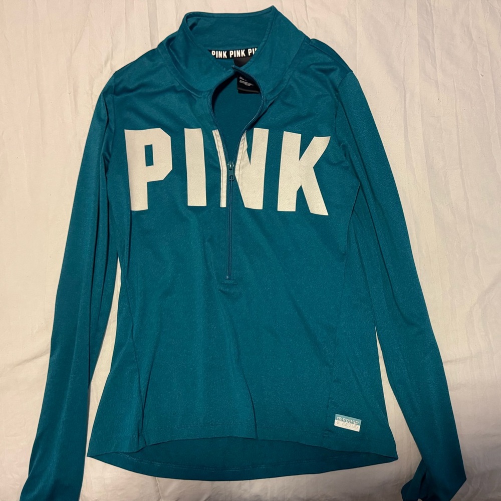 VS PINK Blue Green Quarter Zip